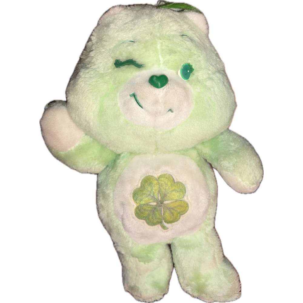 Vtg 80s Kenner Good Luck Care Bear 1983 Plush Green Stuffed Animal Toy 13" STAIN